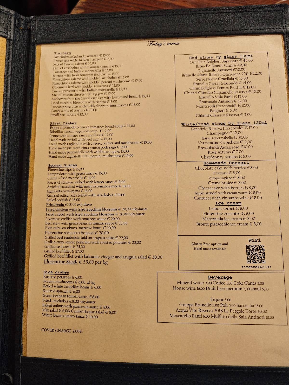 Menu di Antico Ristoro di Cambi 