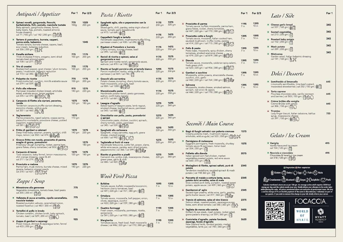 Focaccia menu