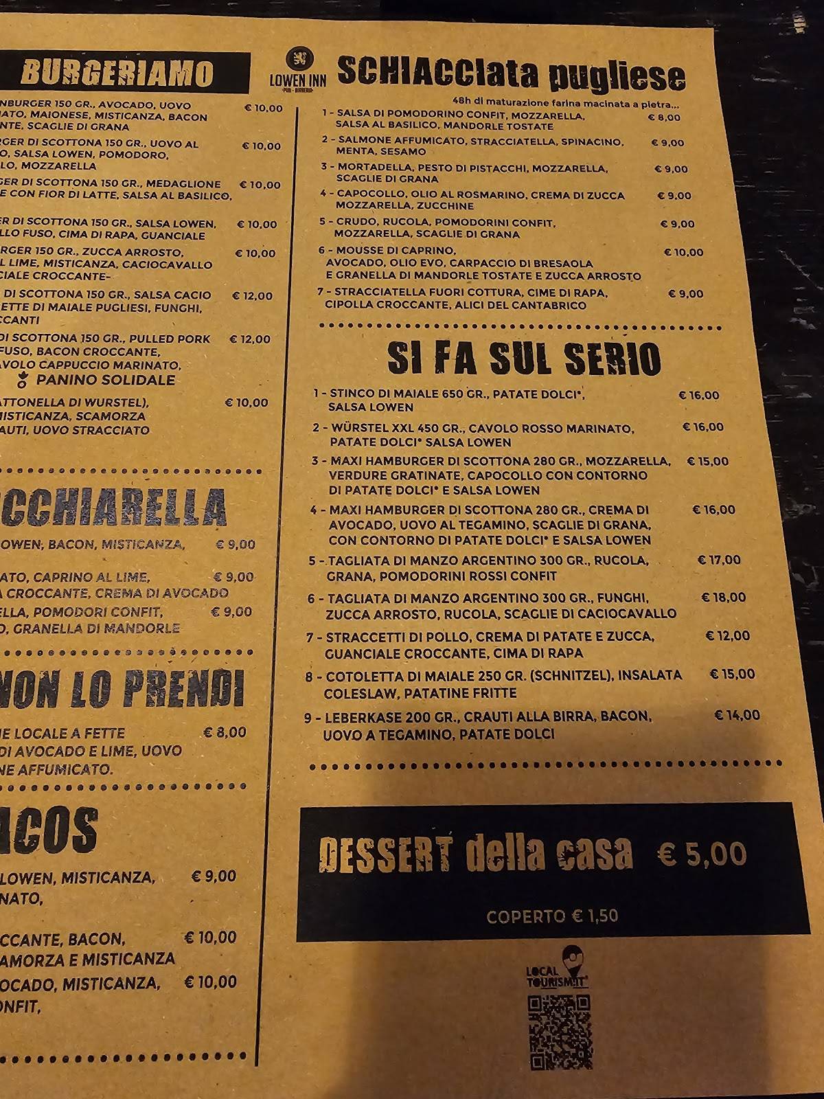 Menu di Lowen Inn 