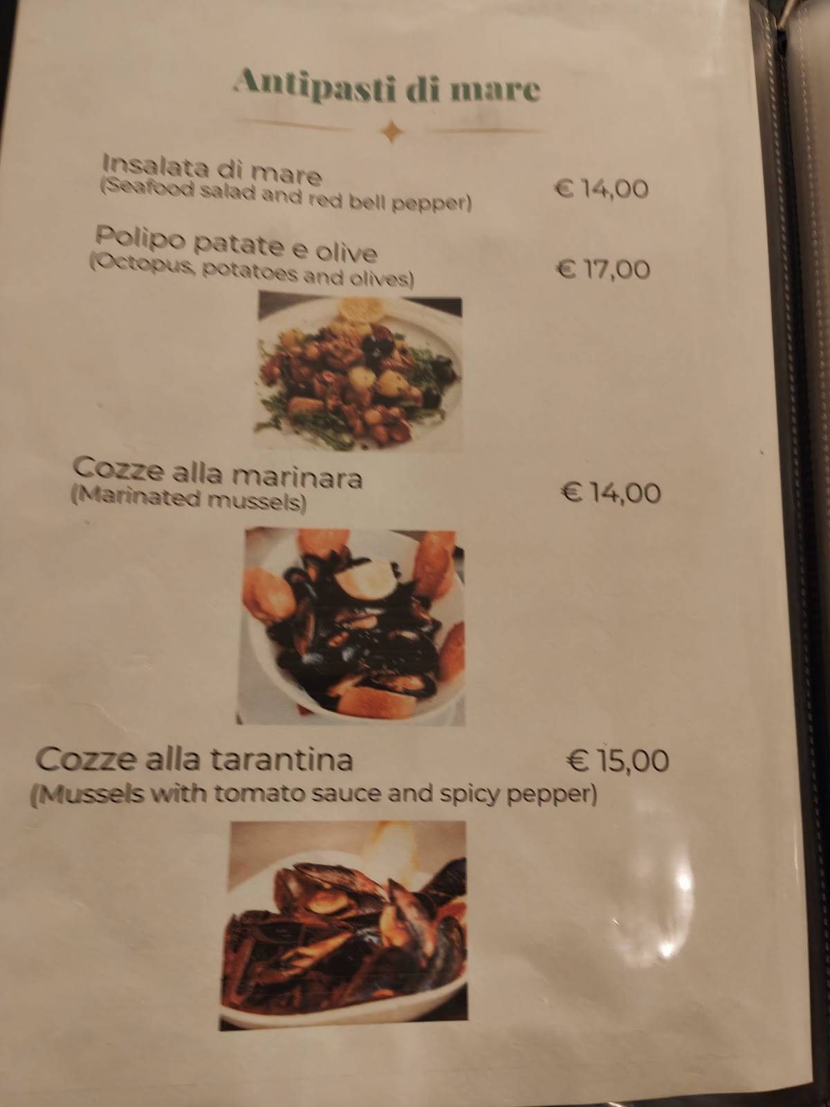 Menu di Fontana Ristorante Pizzeria 