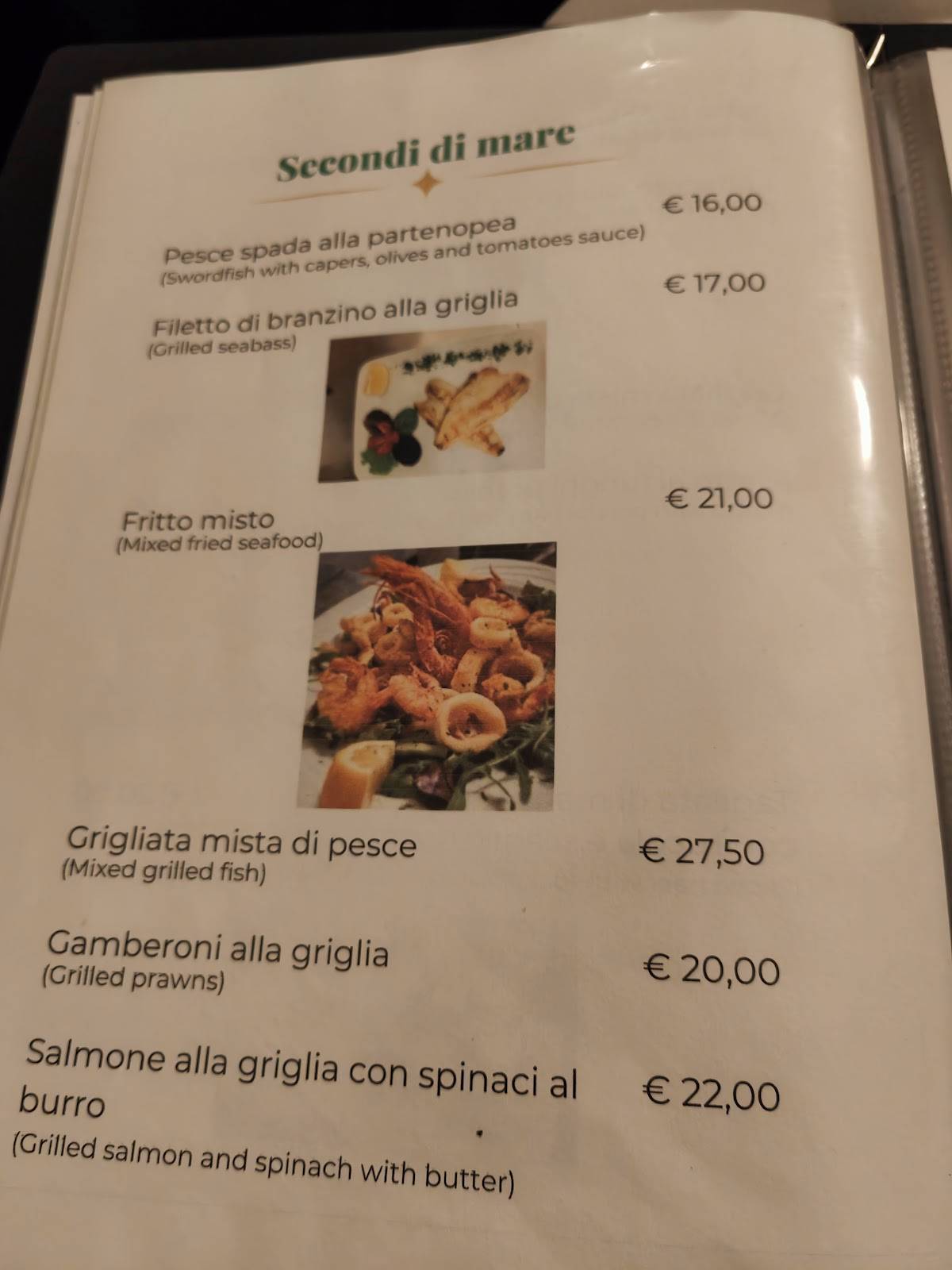 Menu di Fontana Ristorante Pizzeria 
