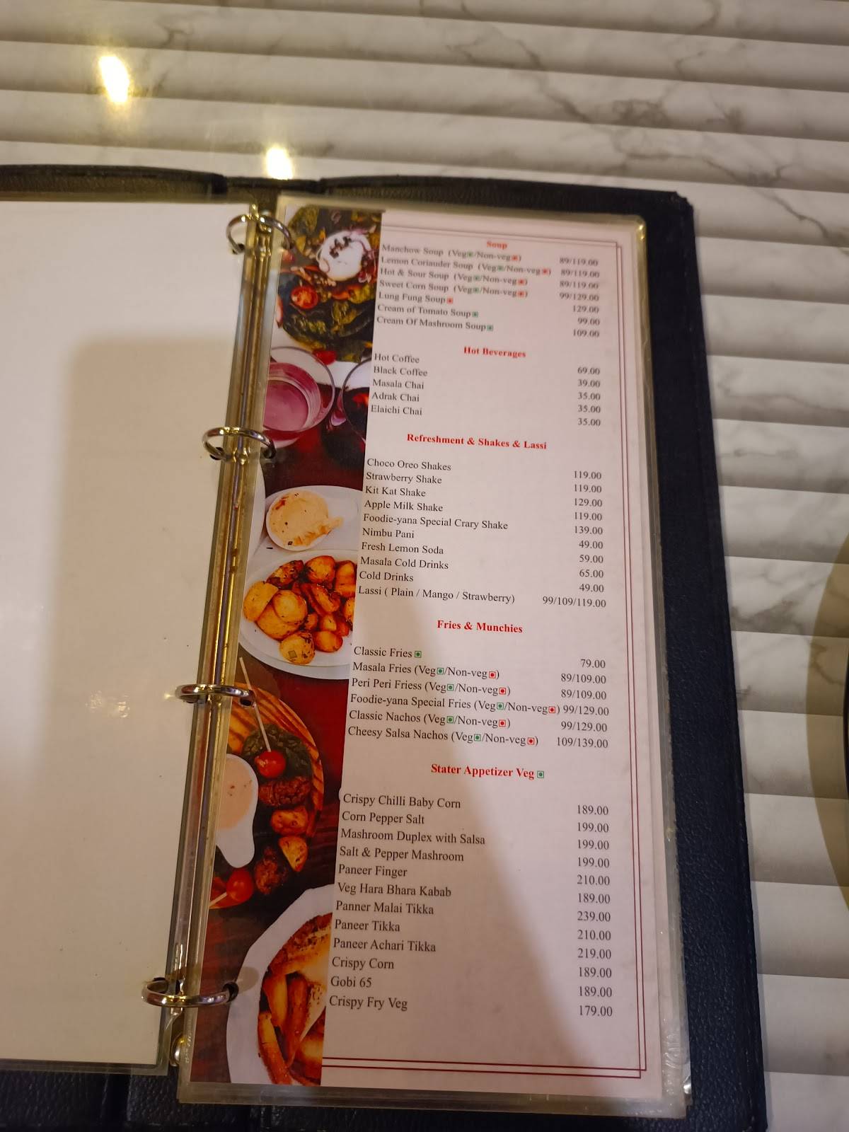 Foodie-Yana menu