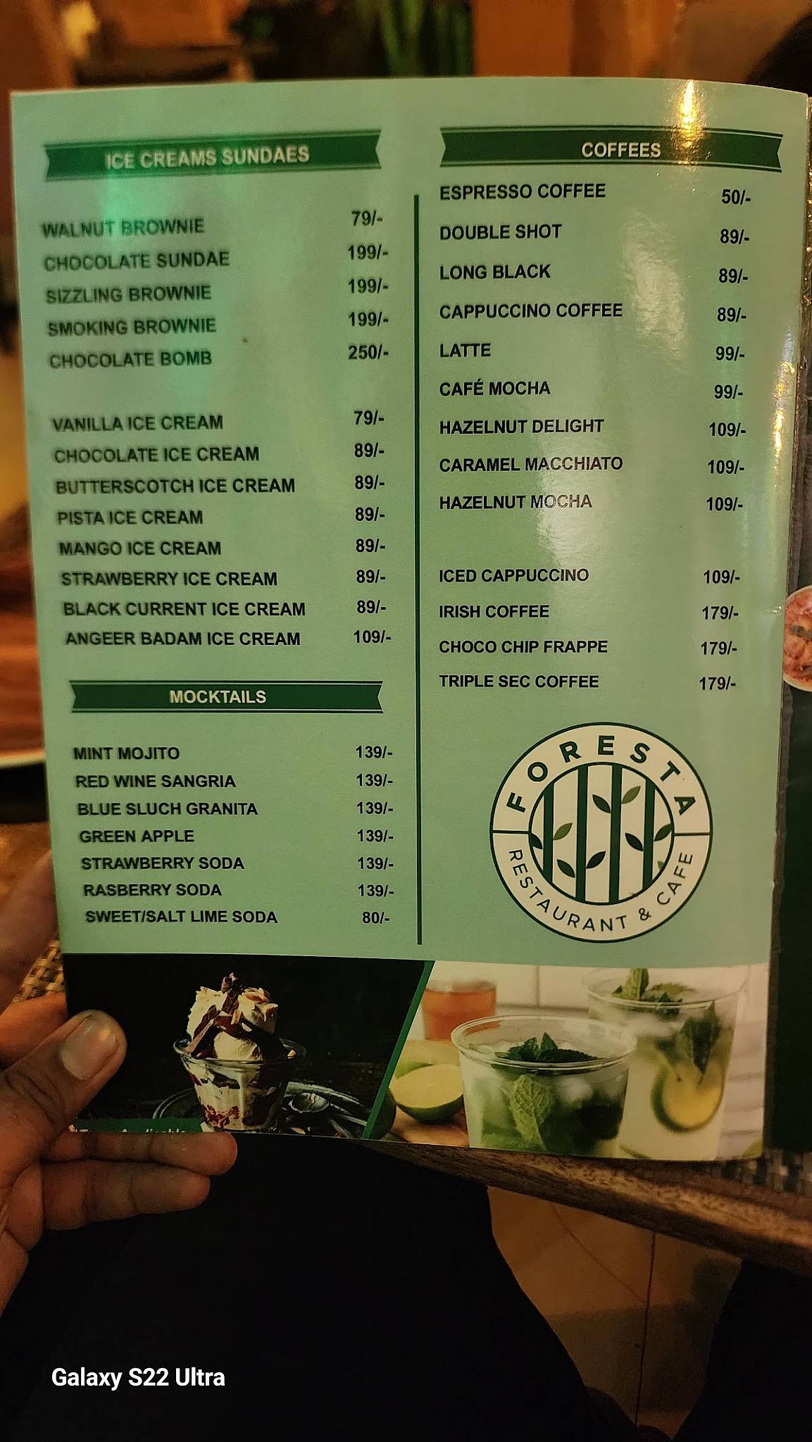 Foresta ( cafe and restaurant ) menu