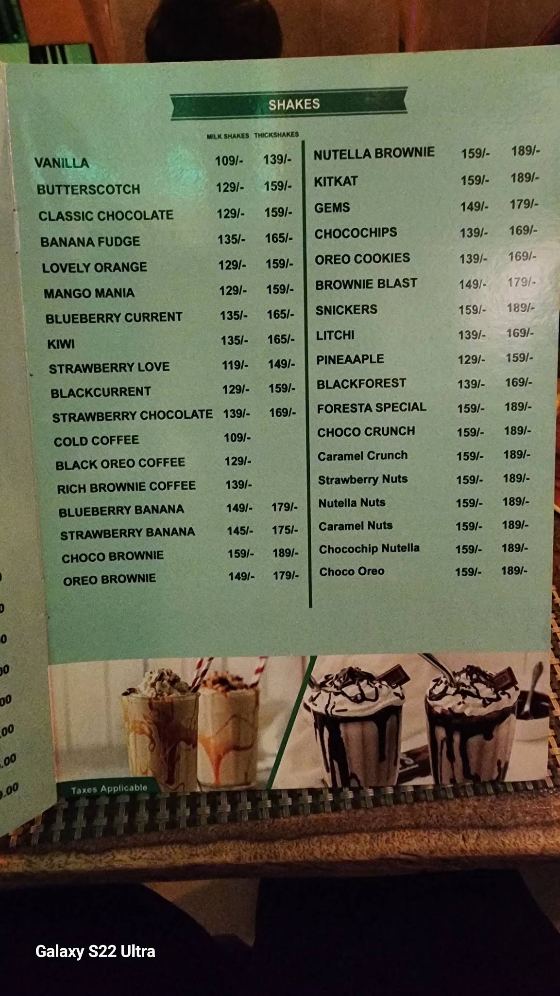 Foresta ( cafe and restaurant ) menu