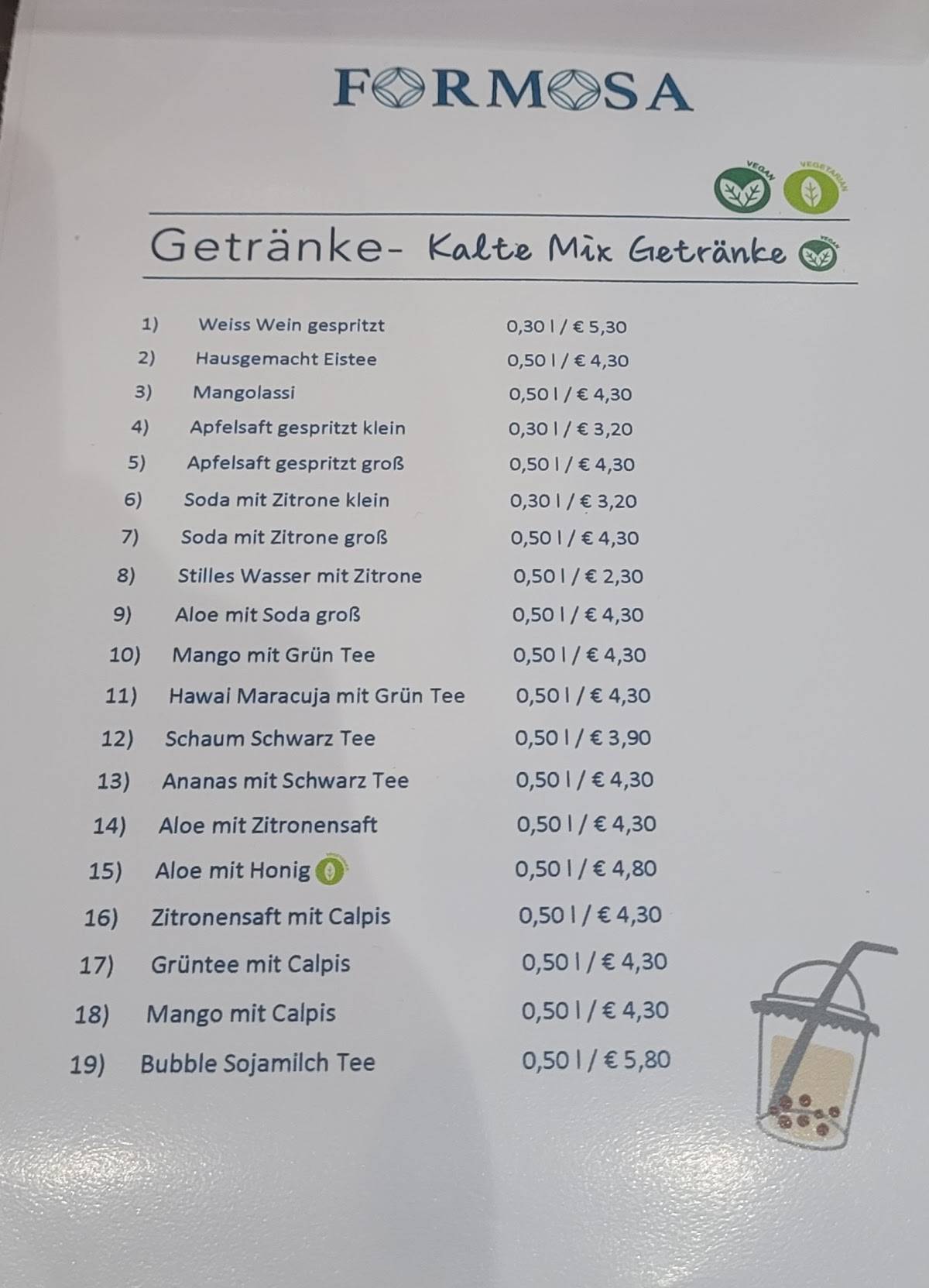 Menu de Formosa Food