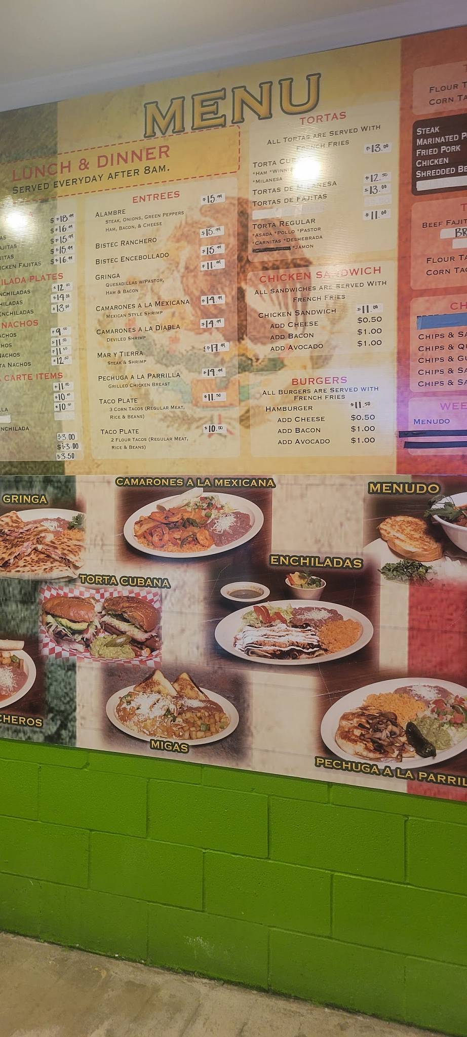 Menu at La Pasadita restaurant, White Settlement