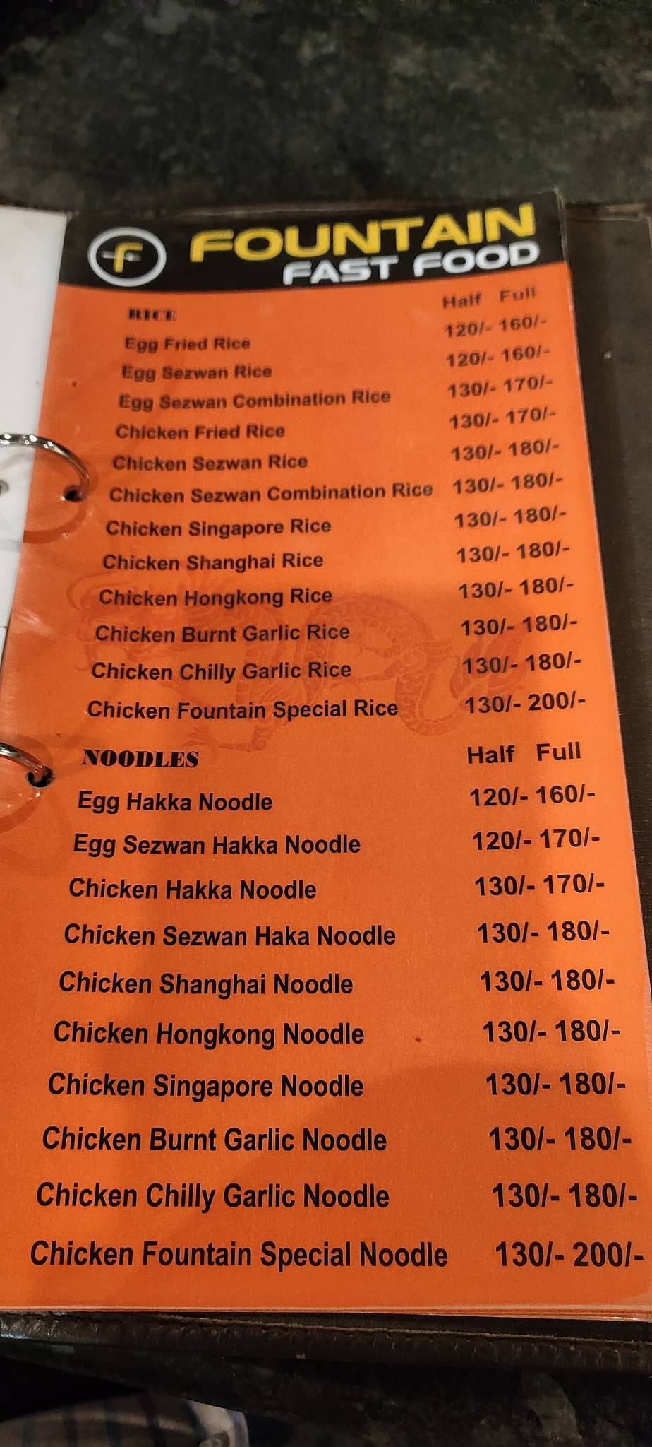 Fountain Fast Food Moshi menu