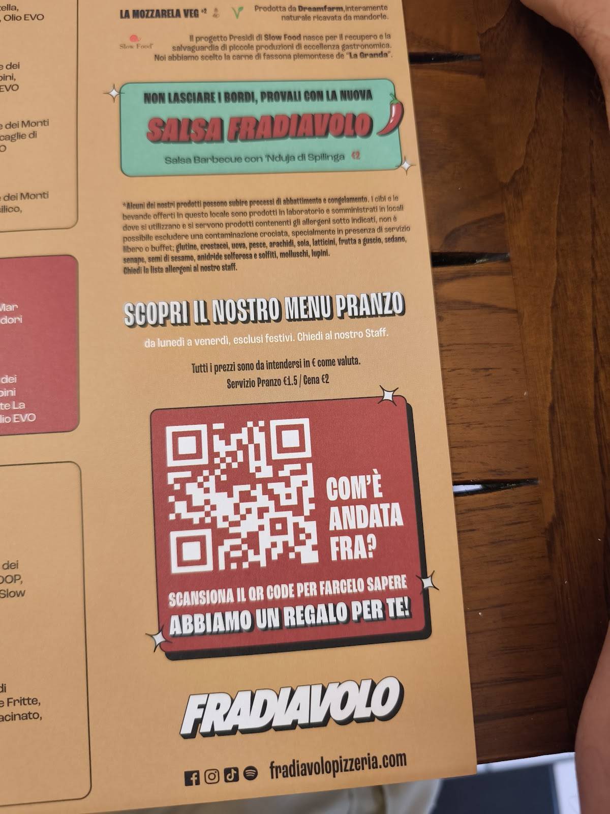 Menu di Pizzeria Frà Diavolo 