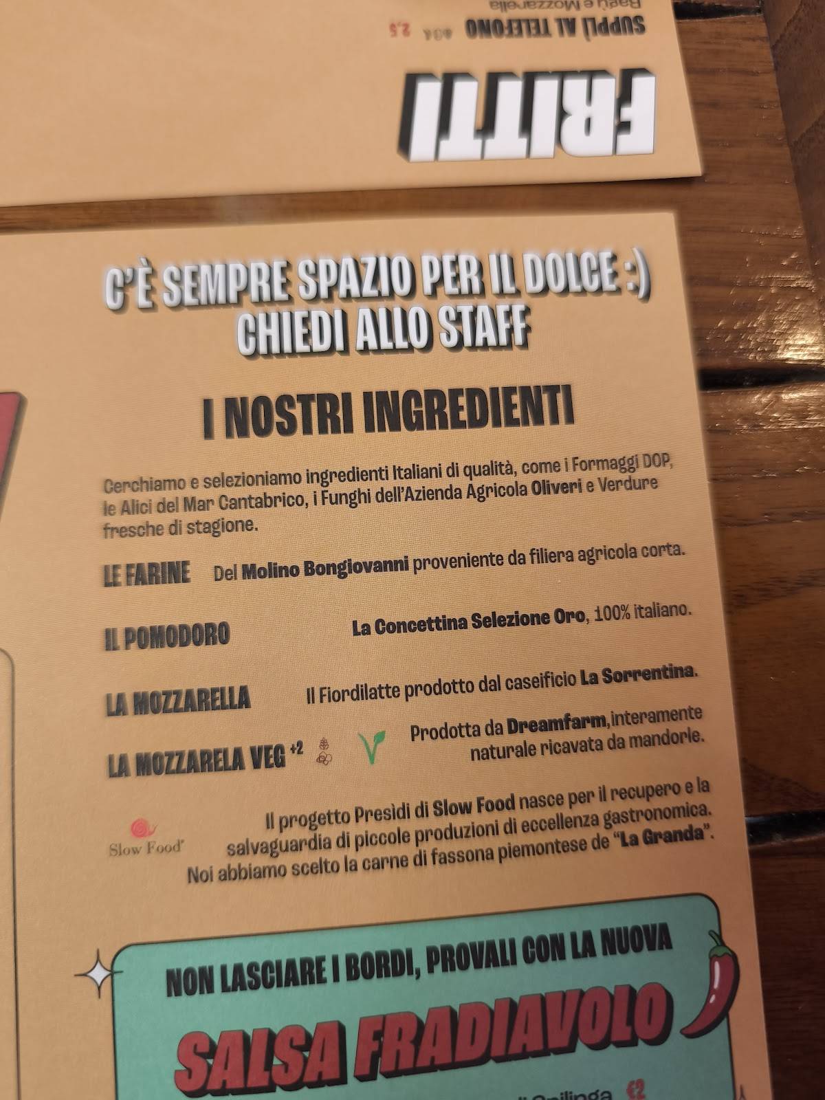 Menu di Pizzeria Frà Diavolo 