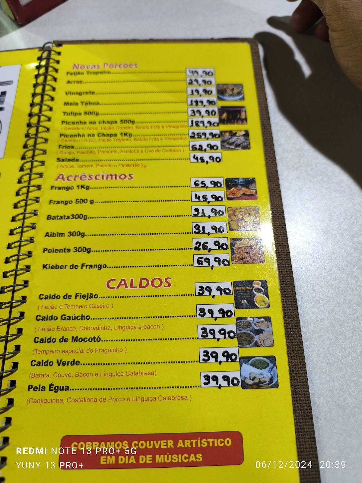 Franguinho do Gilson cardápio