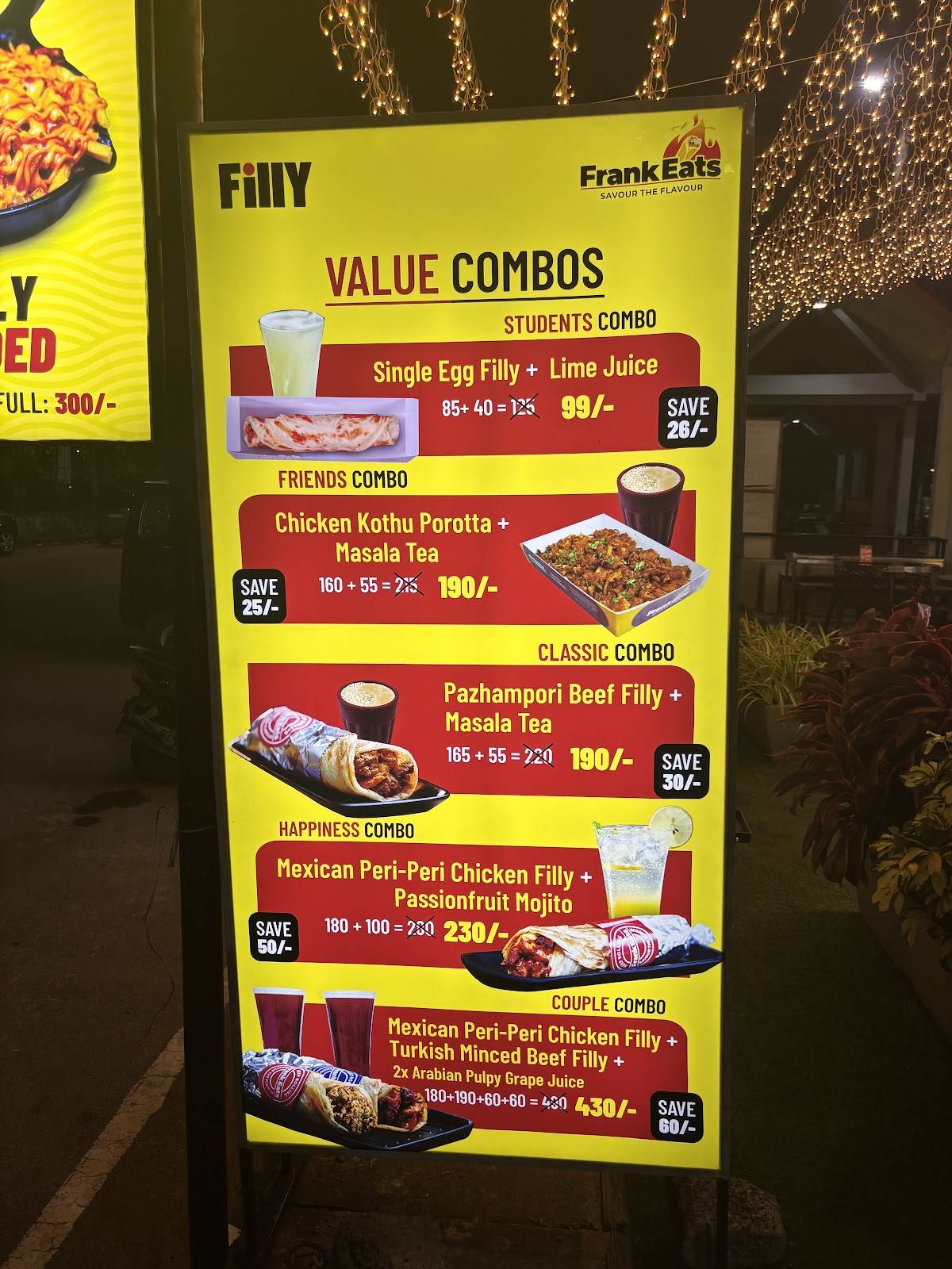 Frank Eats - Filly menu