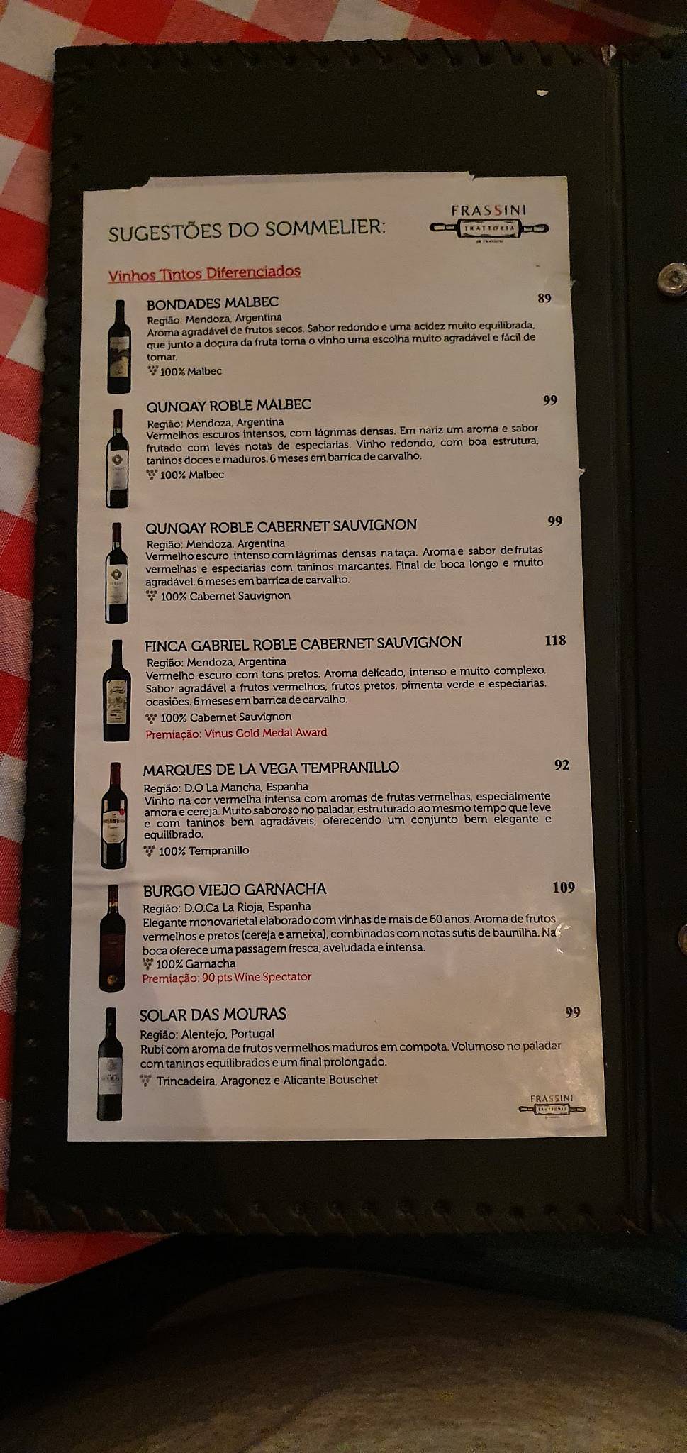 Frassini Trattoria cardápio