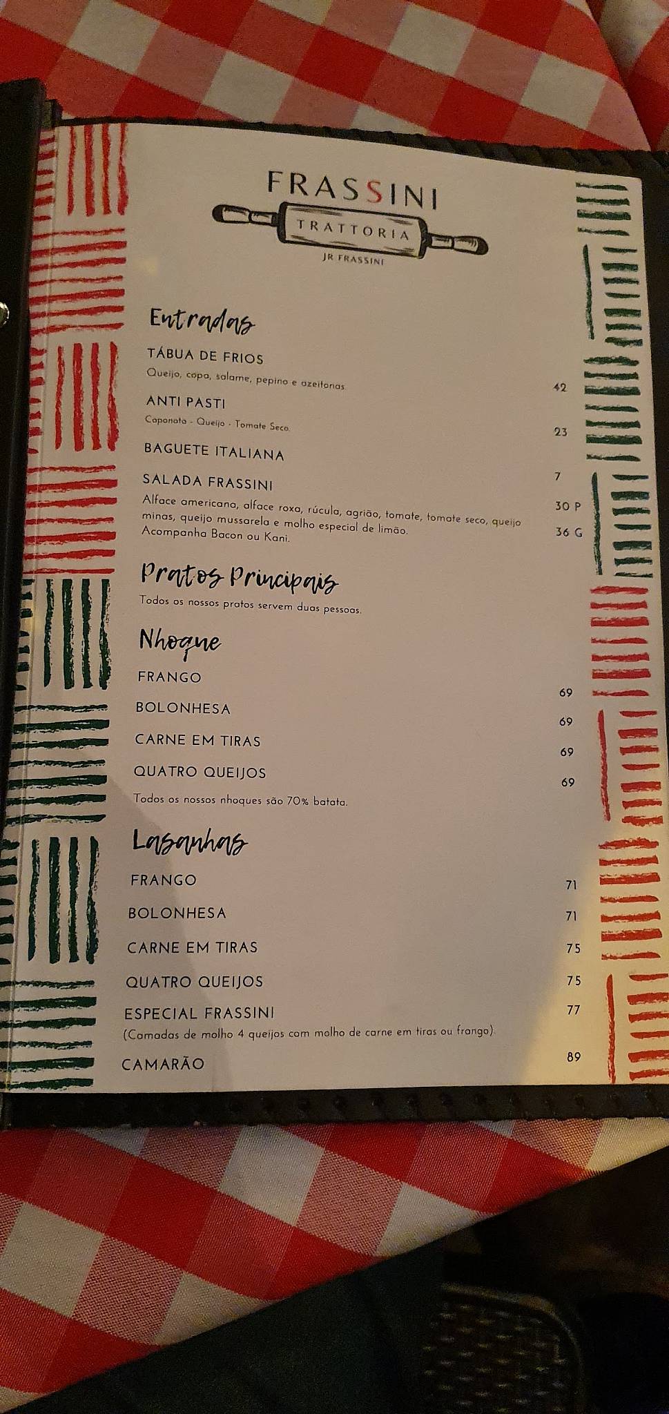Frassini Trattoria cardápio