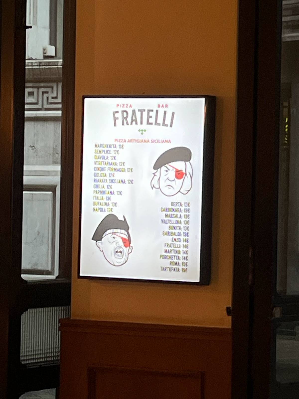 Carta de Fratelli Pizza Bar, Bilbao