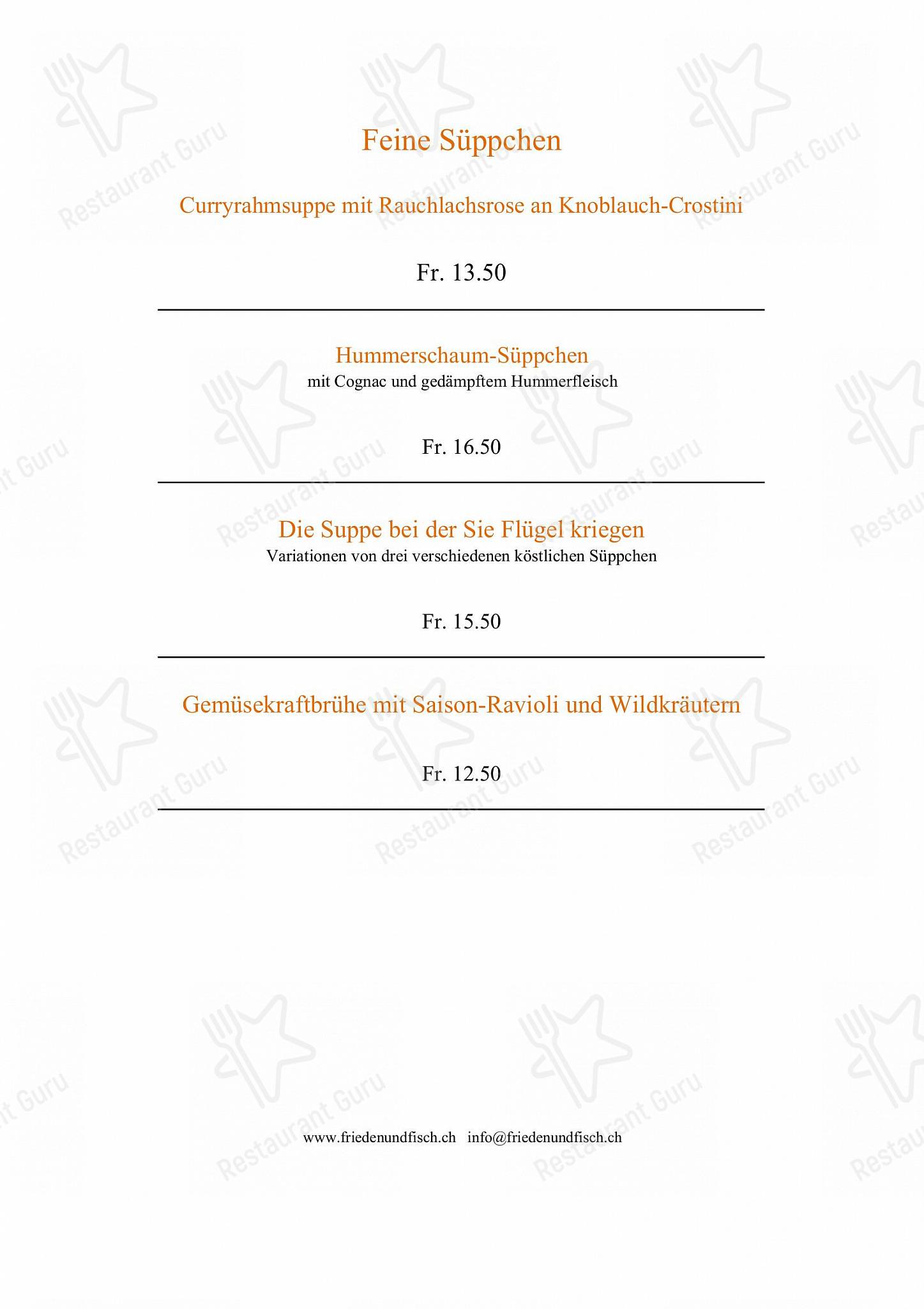 Коктейльная карта per Frieden und Fisch in Seuzach