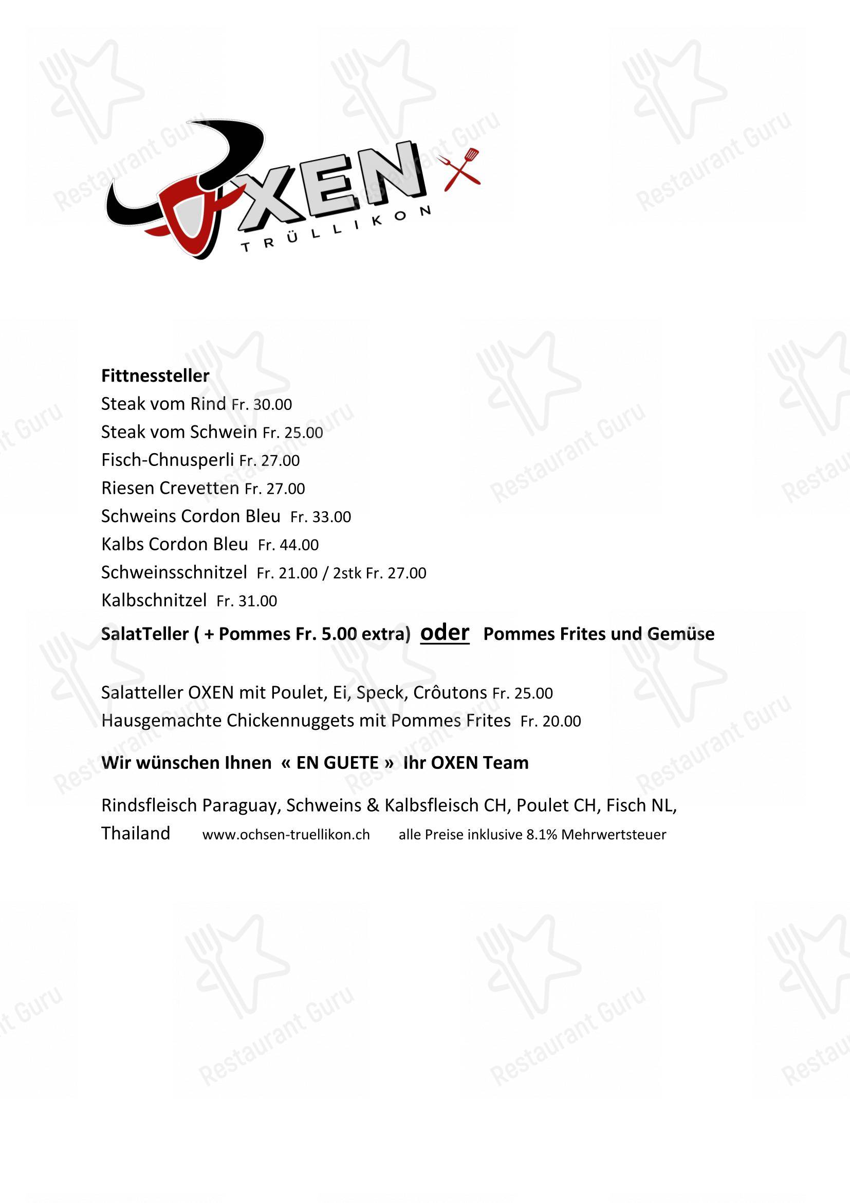 Menu di Frieden und Fisch - Menu