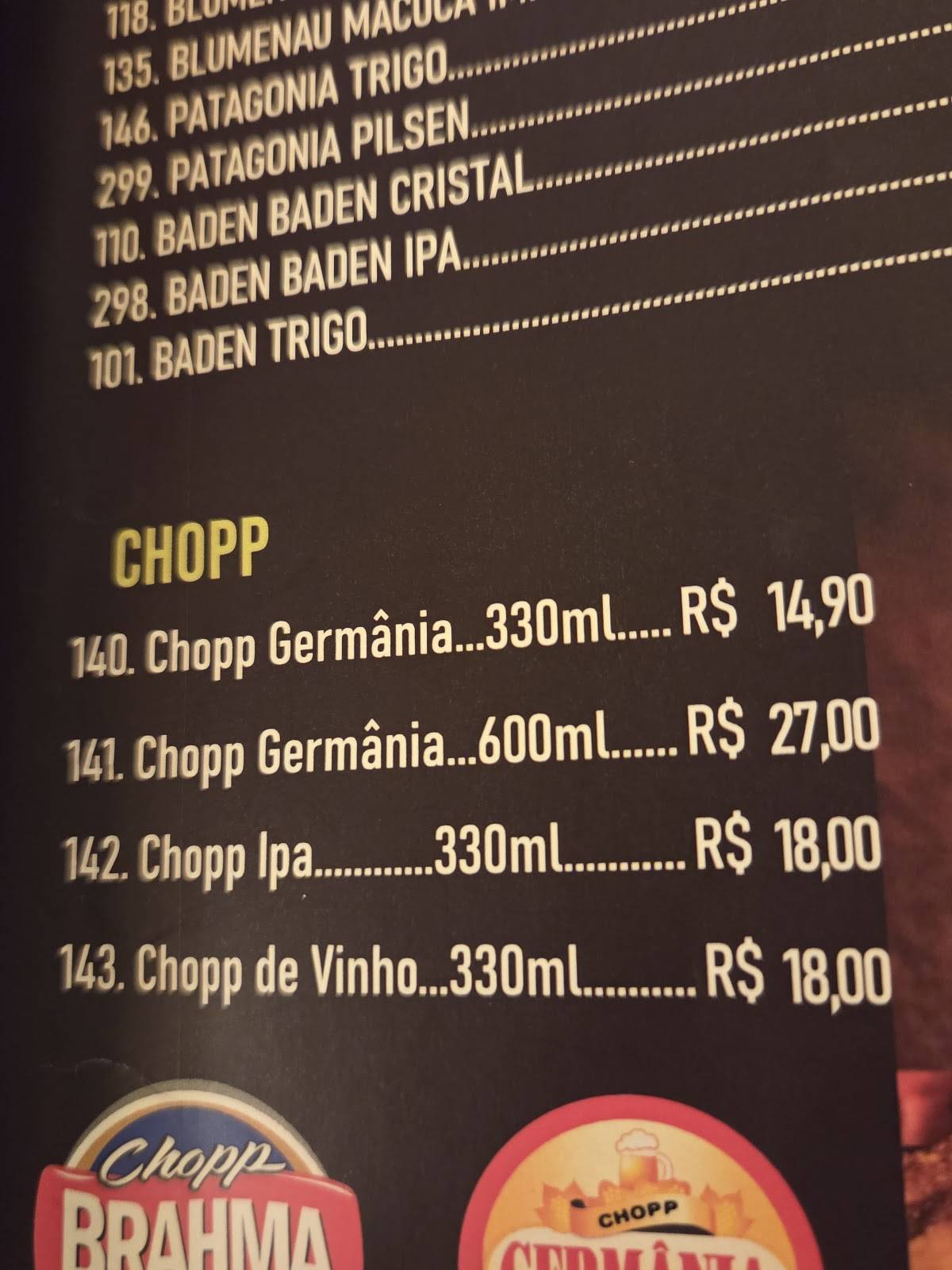 Fritz Müller Choperia cardápio