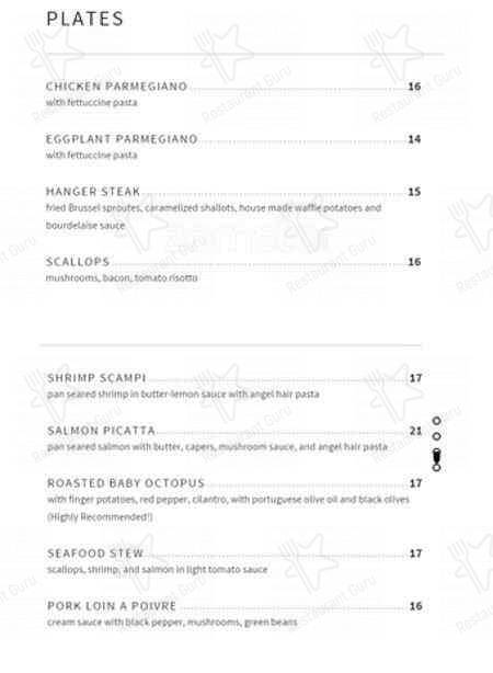 Fromage Wine Bar and Restaurant menu