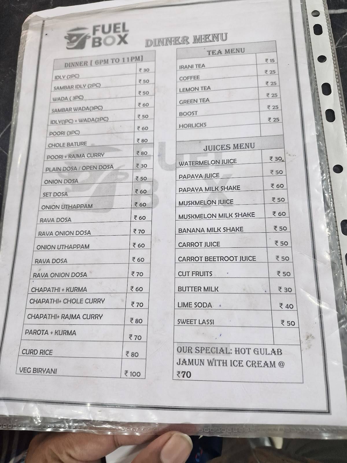 FuelBox Services Pvt Ltd menu