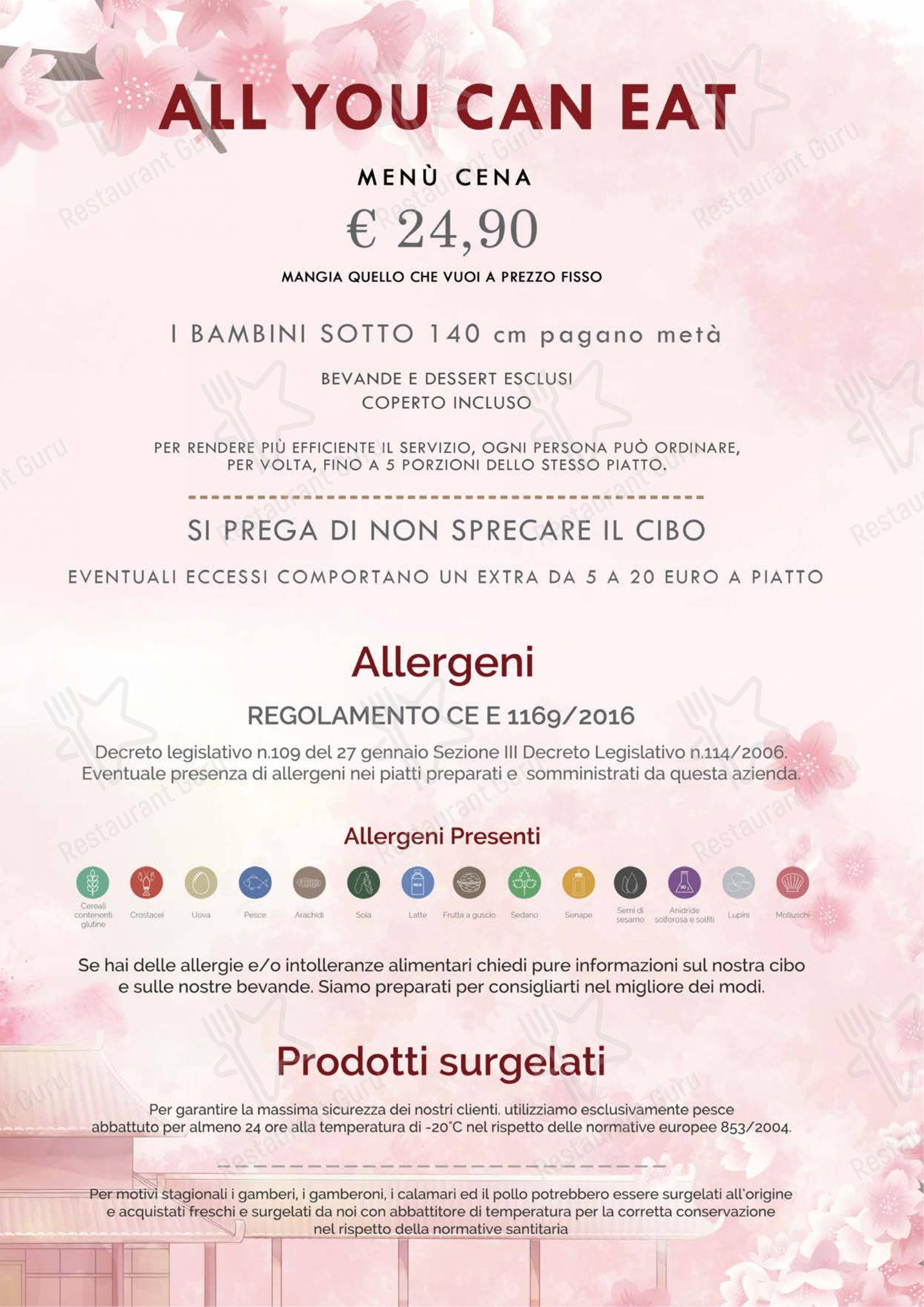 Ristorante Fuji 2 in Ravenna - Основное меню