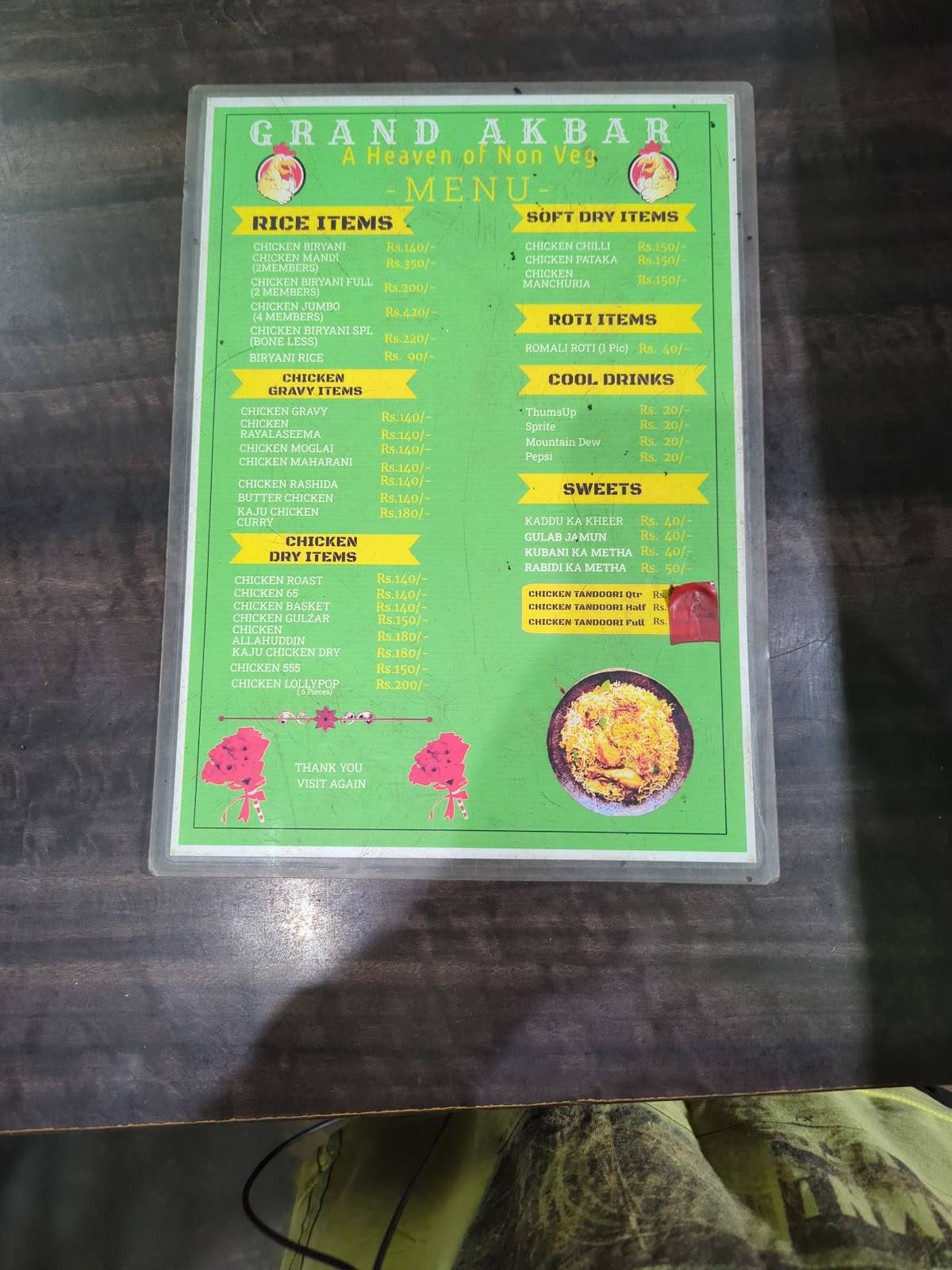 GRAND AKBAR menu