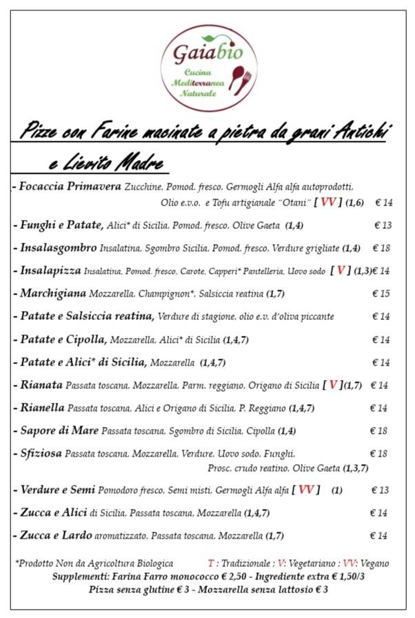 Menu di Gaia.Bio 