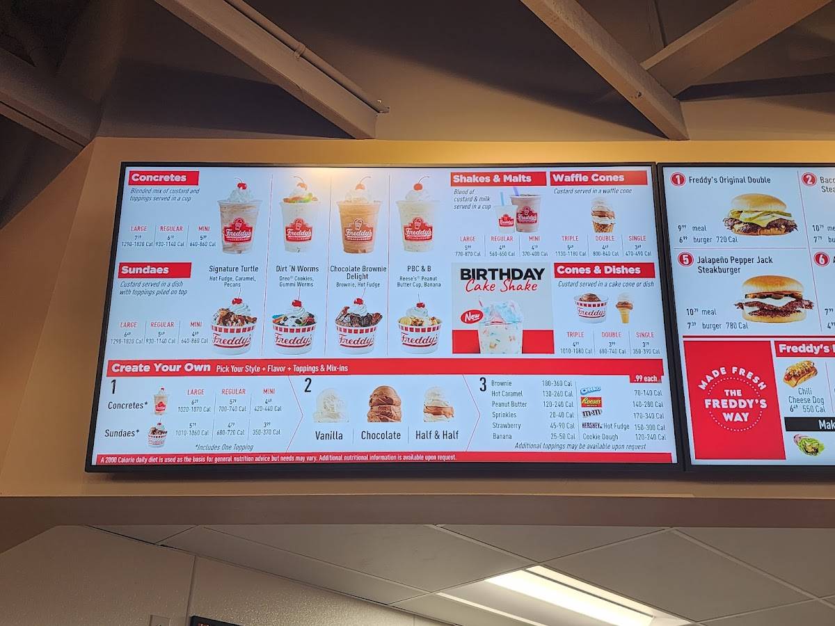 Menu at Freddy's Frozen Custard & Steakburgers fast food, Gainesville