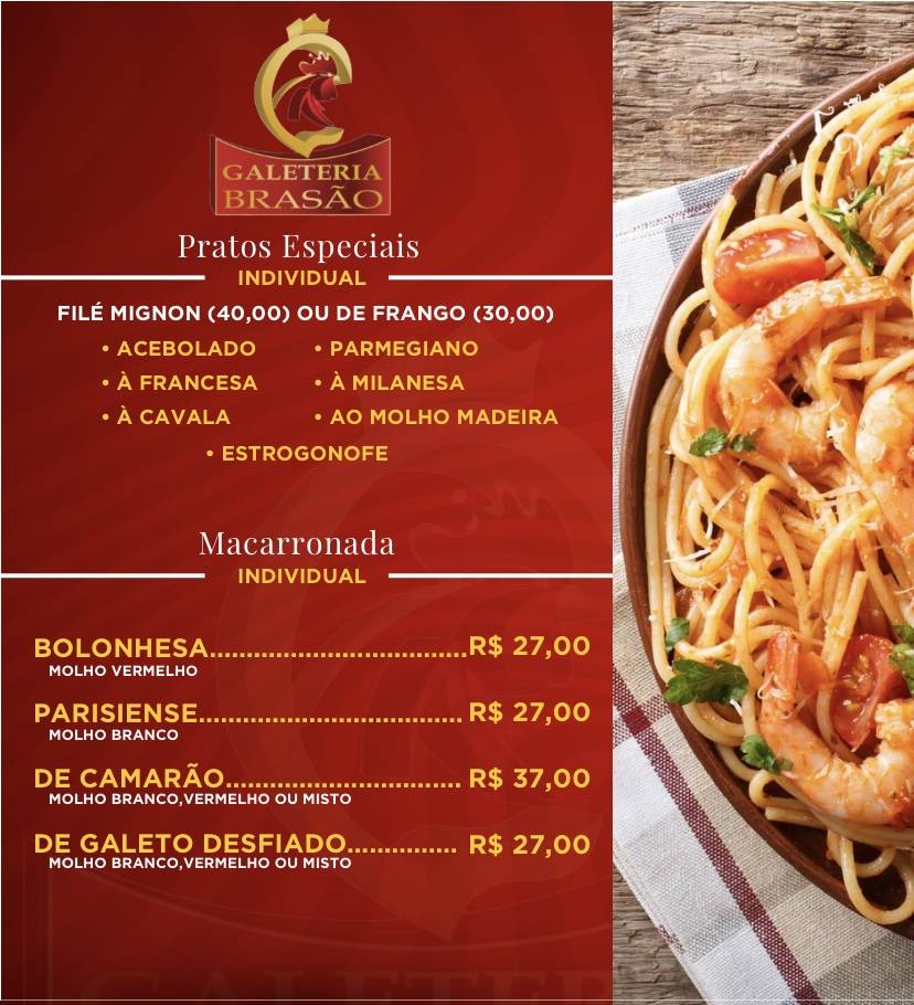 Galeteria Brasão Francês cardápio