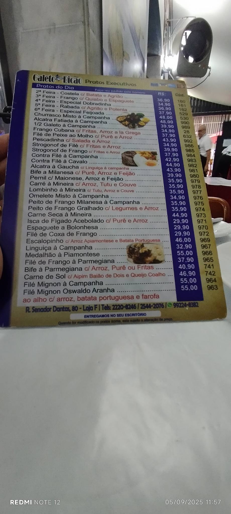 Galeto Bicão cardápio