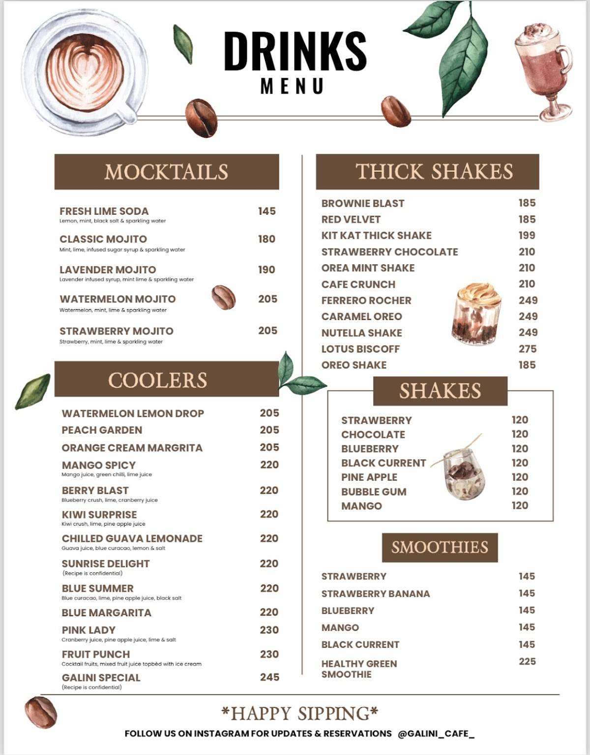 Galini Café menu
