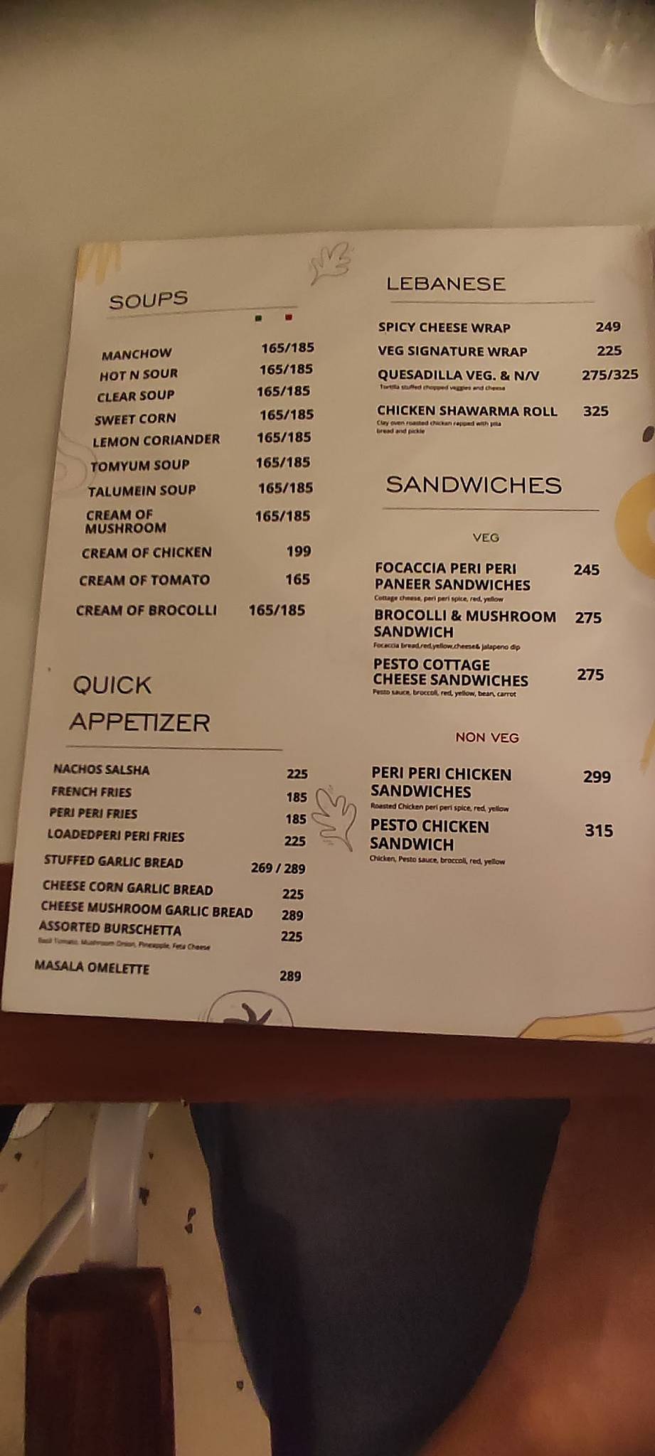 Galini Café menu