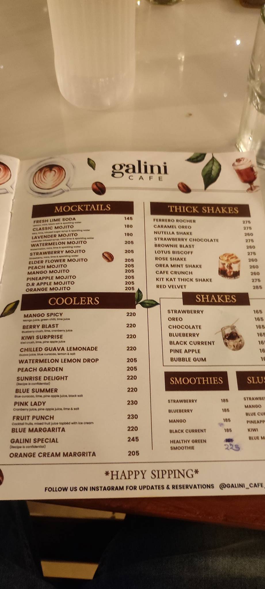 Galini Café menu
