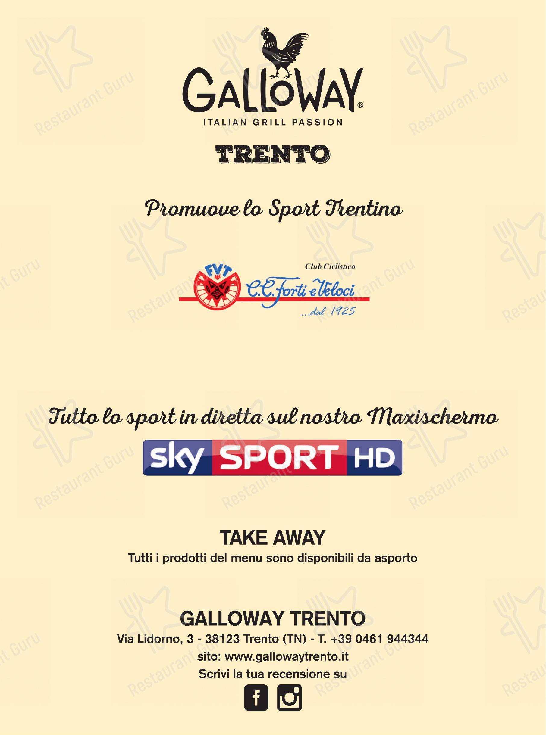 Menu per Ristorante Galloway ristorante