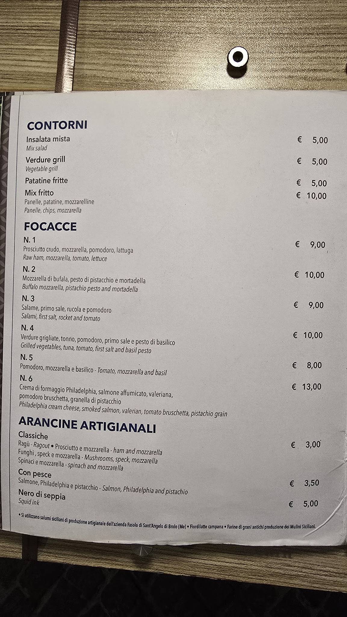 Menu di Gambrinus Ristobar & Pizzeria 