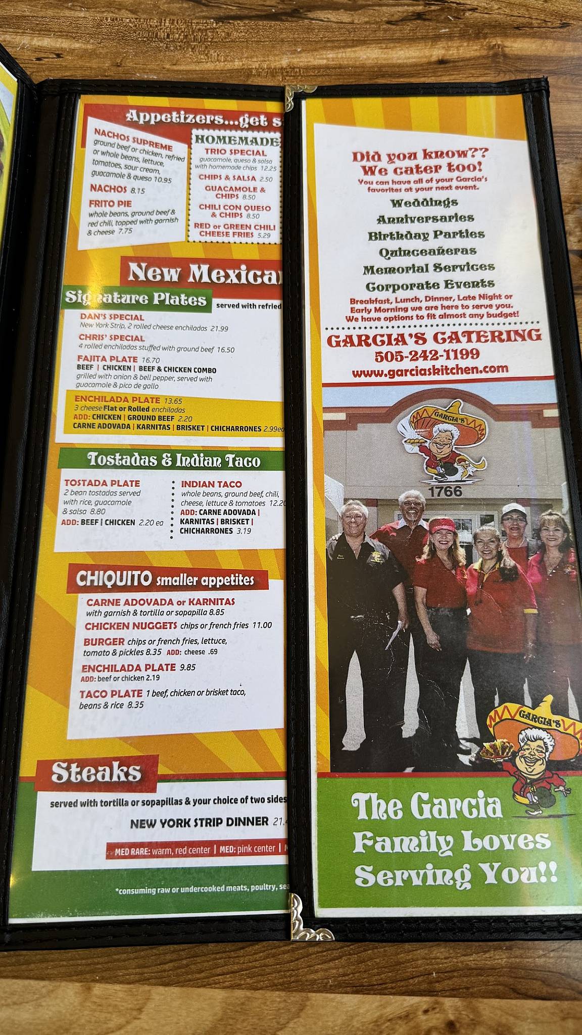 Menu at Garcia's Kitchen - The Original restaurant, Albuquerque ...