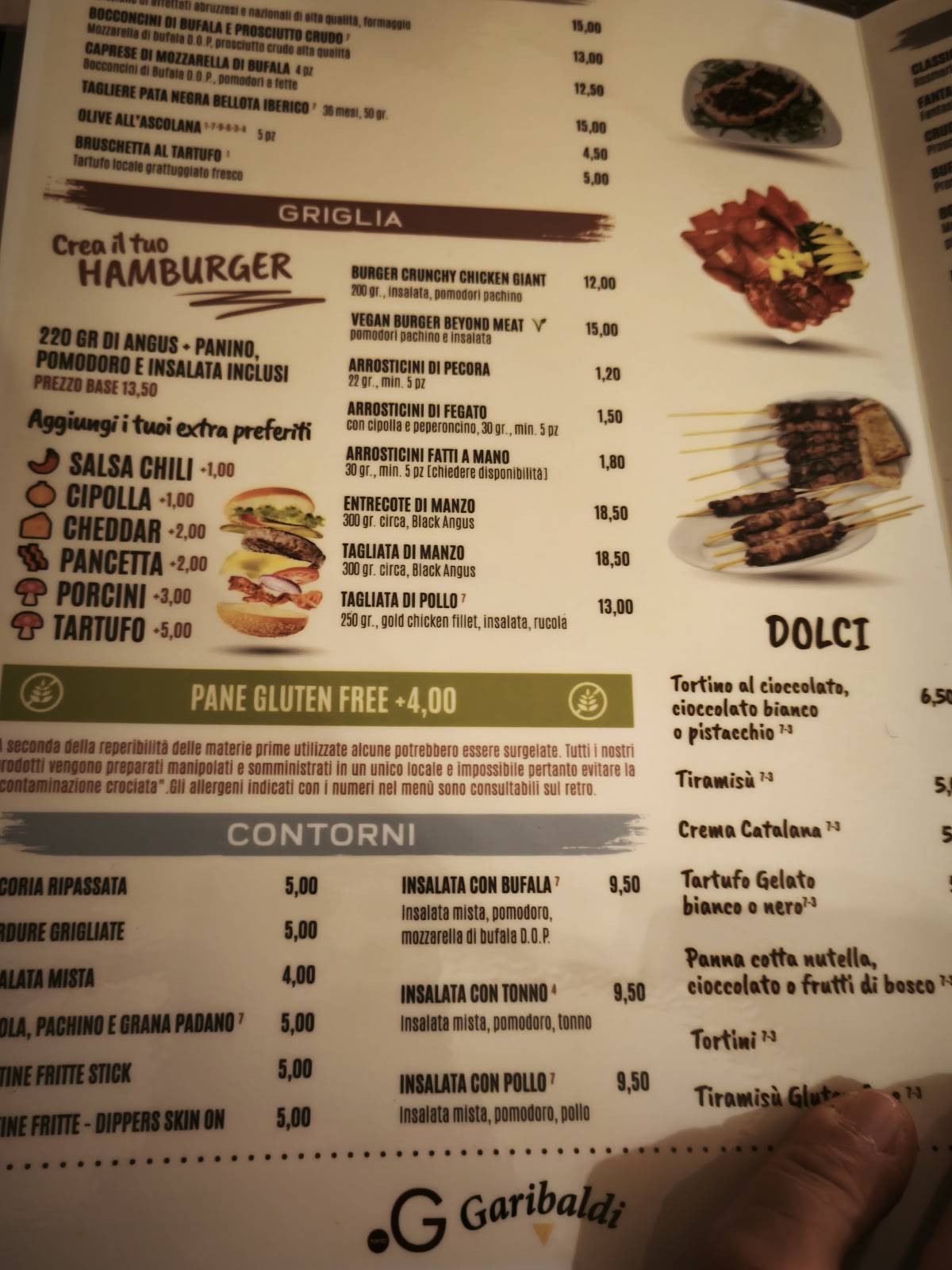 Menu de Garibaldi Enoteca & Cucina