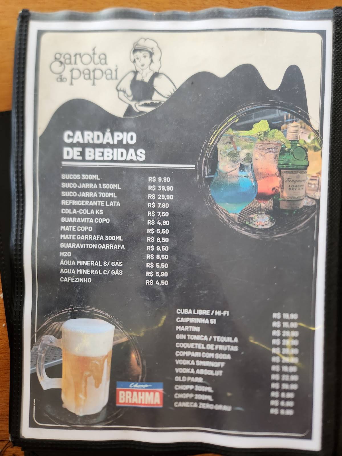 Garota do Papai cardápio