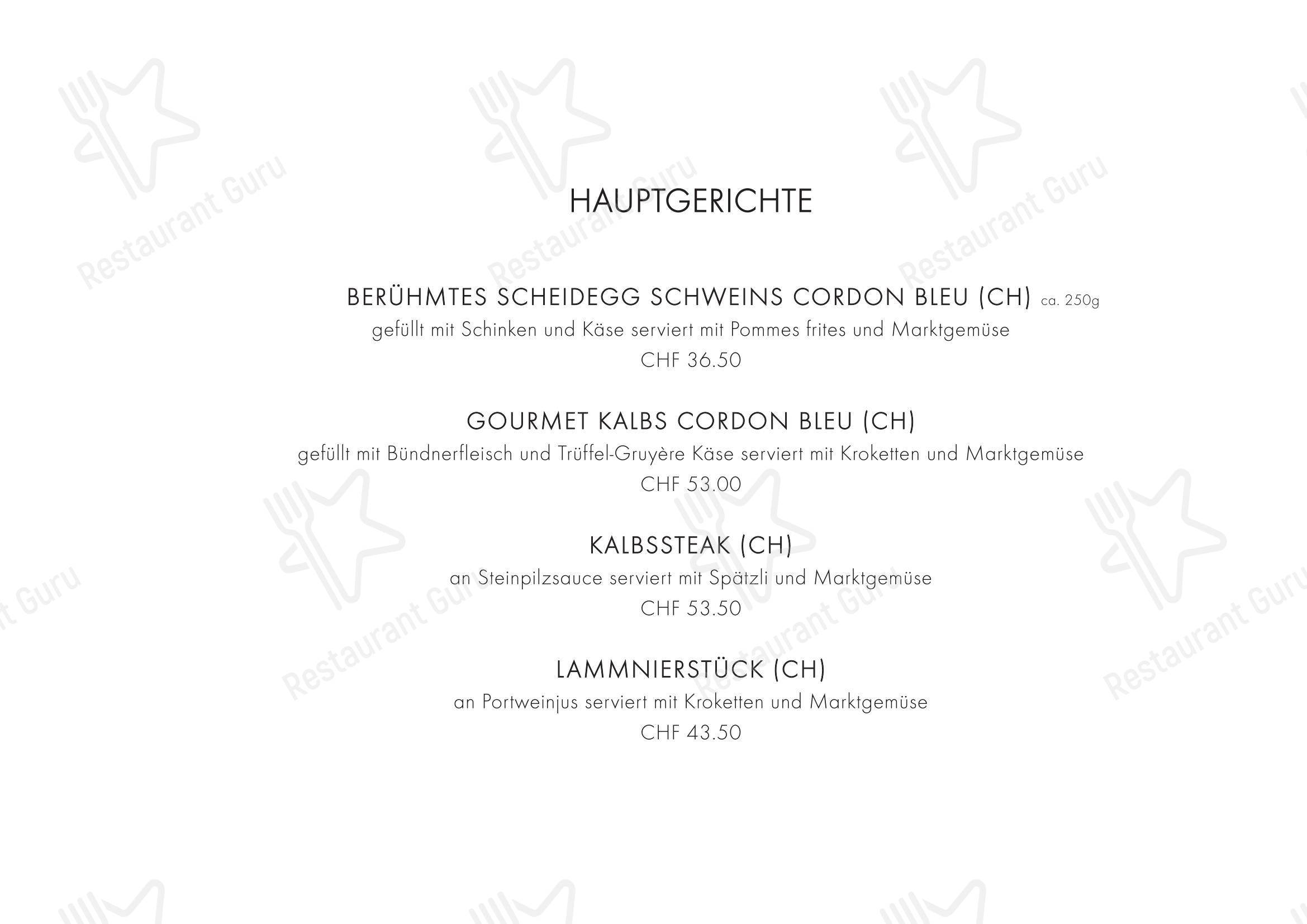 Gasthaus Alp Scheidegg in Wald - Основное меню