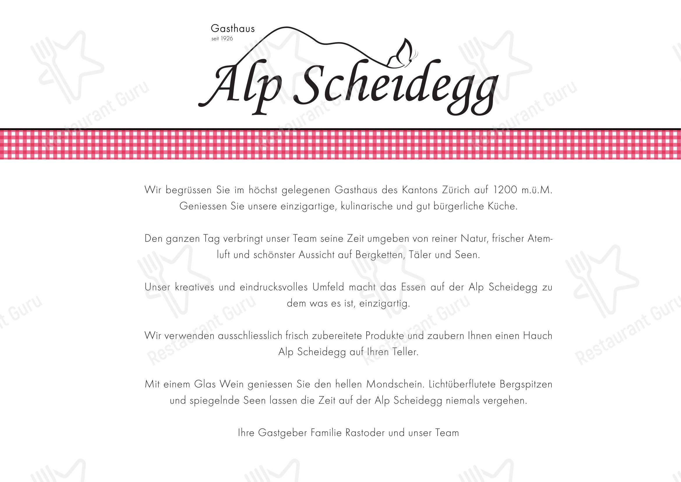 Основное меню per Gasthaus Alp Scheidegg ristorante