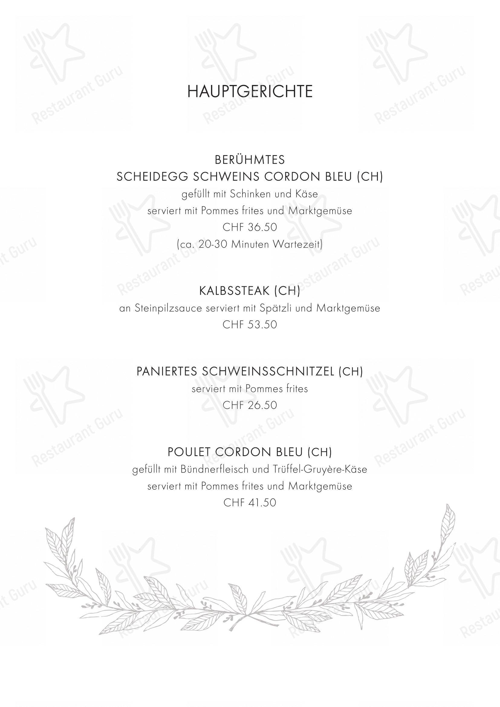 Menu bar per Gasthaus Alp Scheidegg ristorante