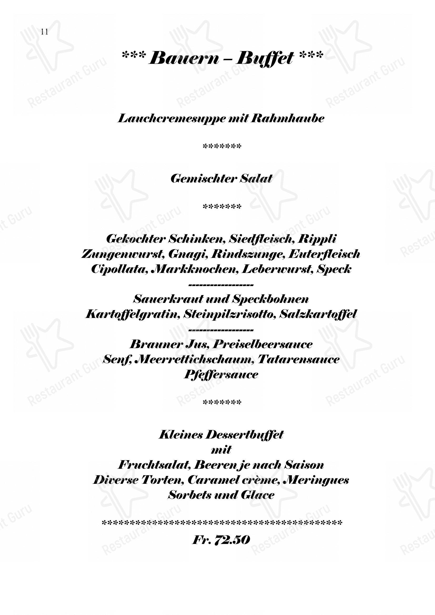 Основное меню per Gasthaus Post in Muotathal