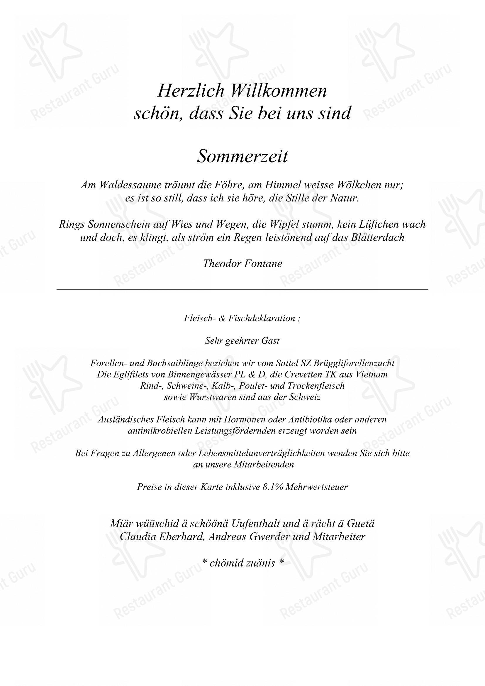 菜单 per Gasthaus Post ristorante