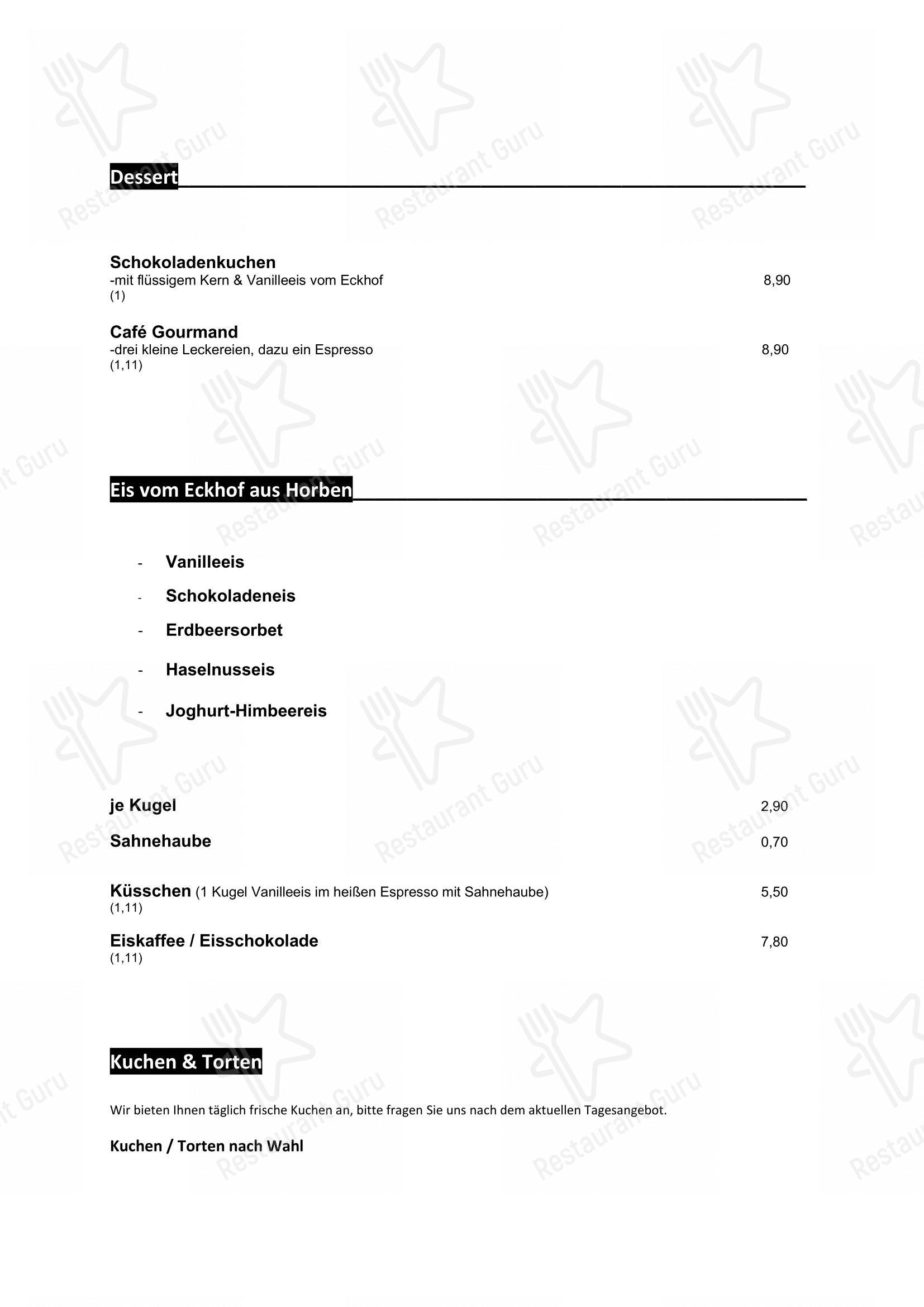 Menu pour Gaststätte Paradies - Menu