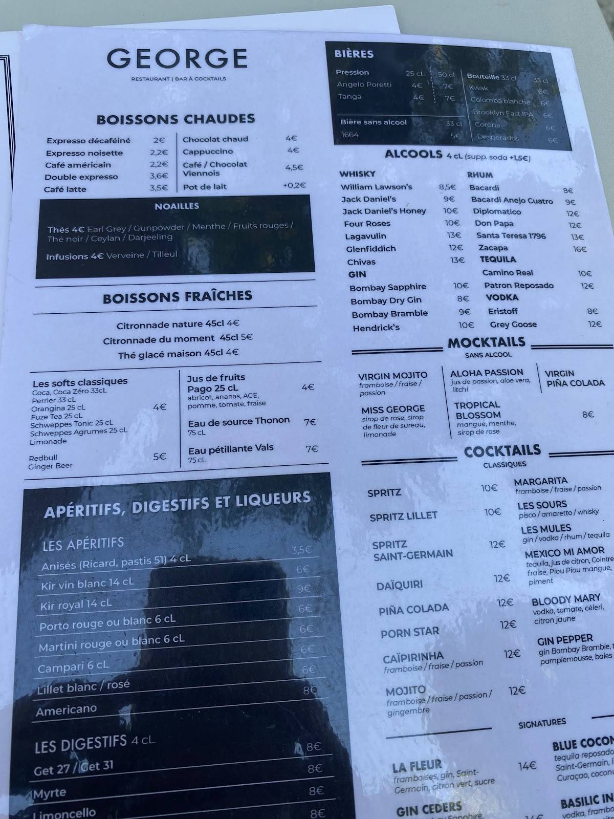 Menu de George Venelles