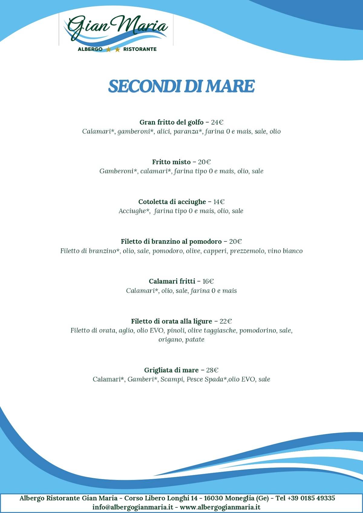 Menu di Gian Maria 