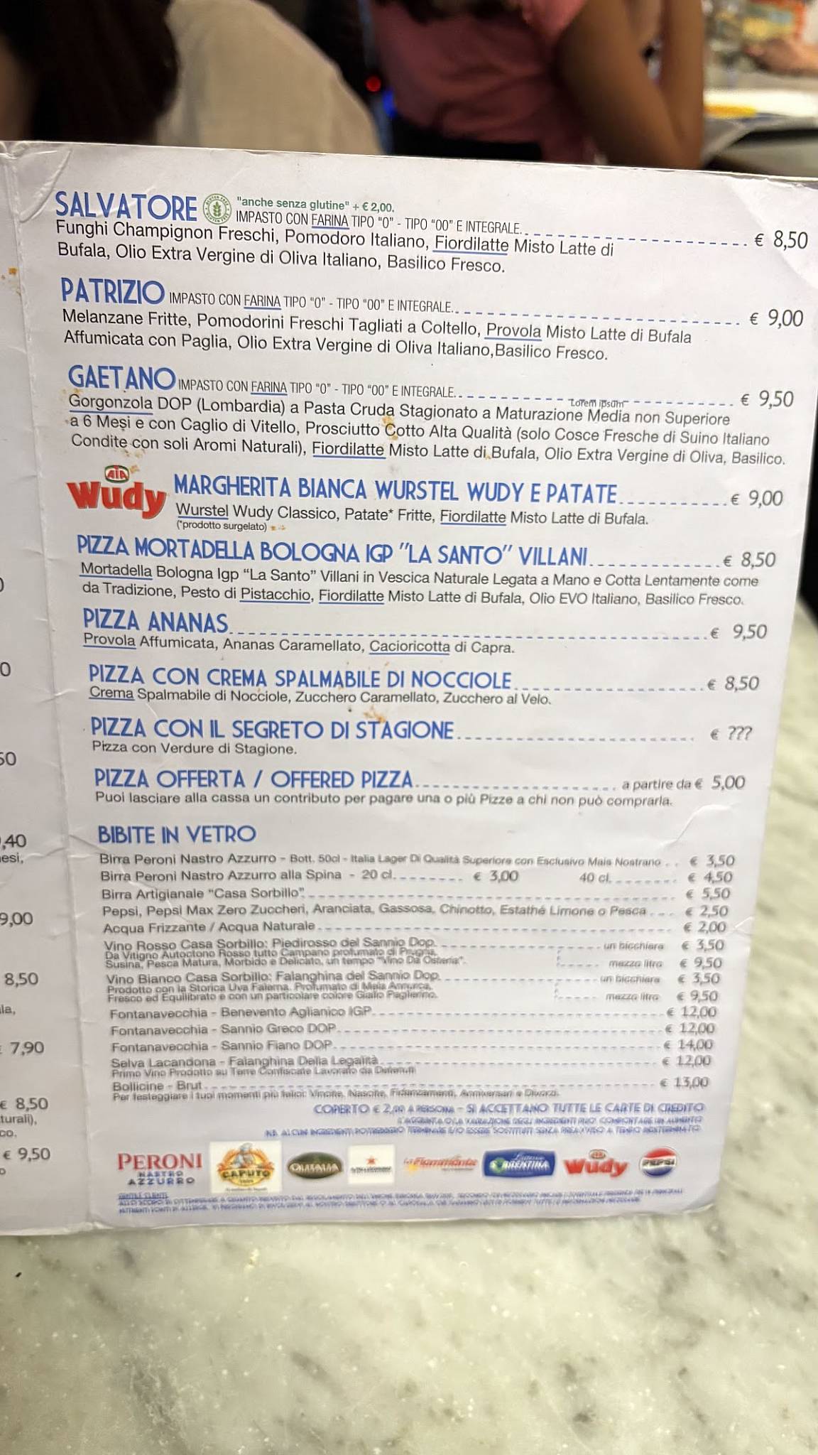 Menu di Gino e Toto Sorbillo 