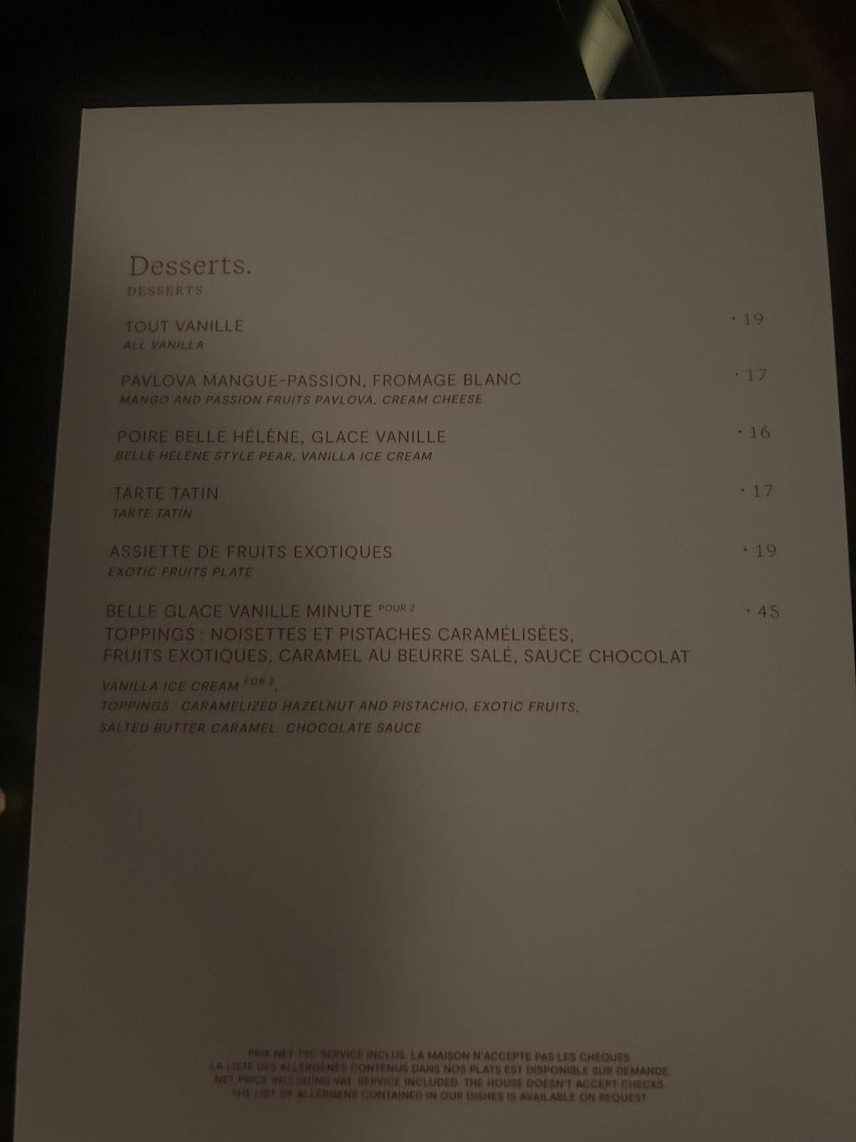 Menu de Girafe