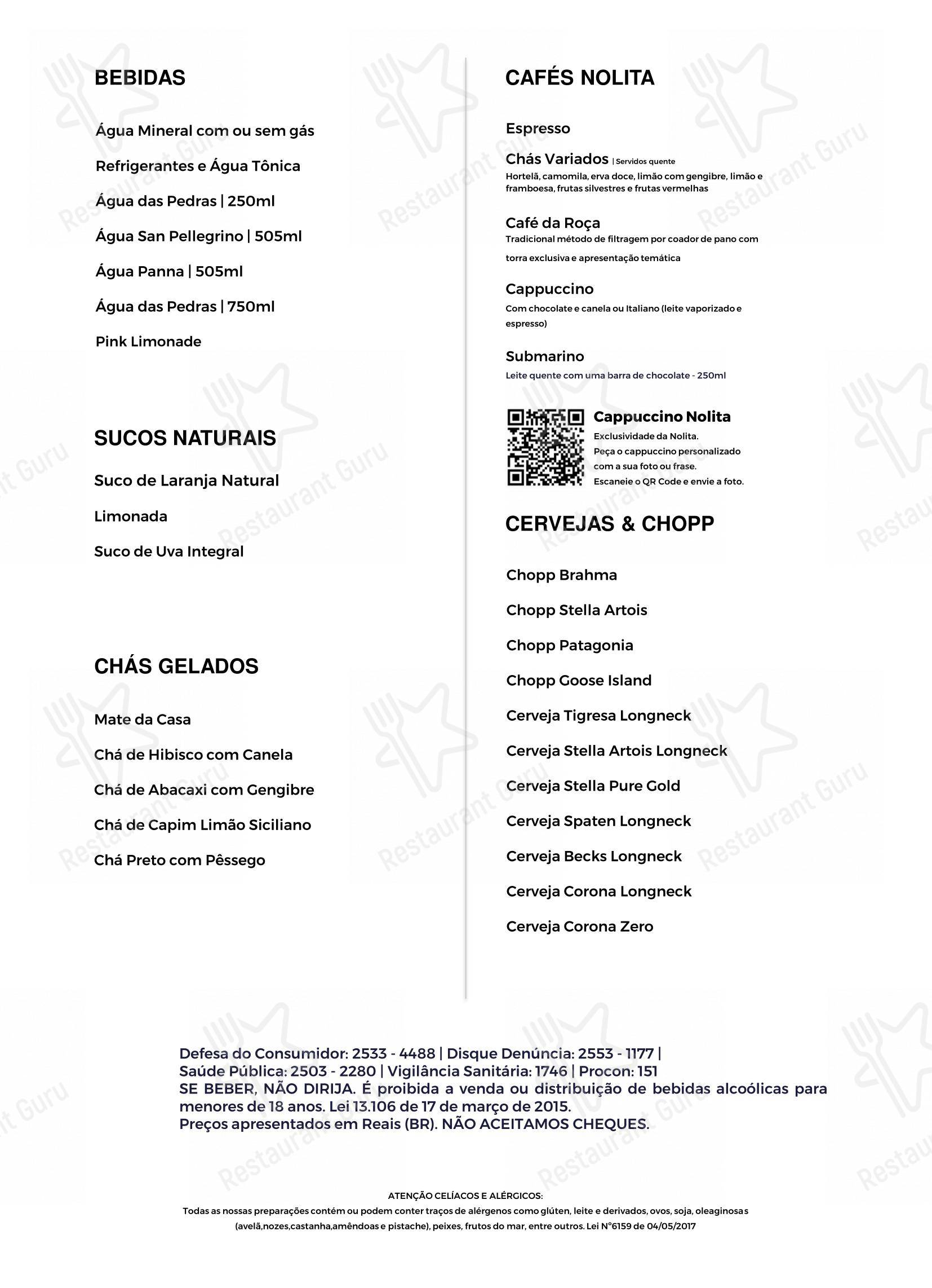 Menu bar para Giuseppe Square restaurante