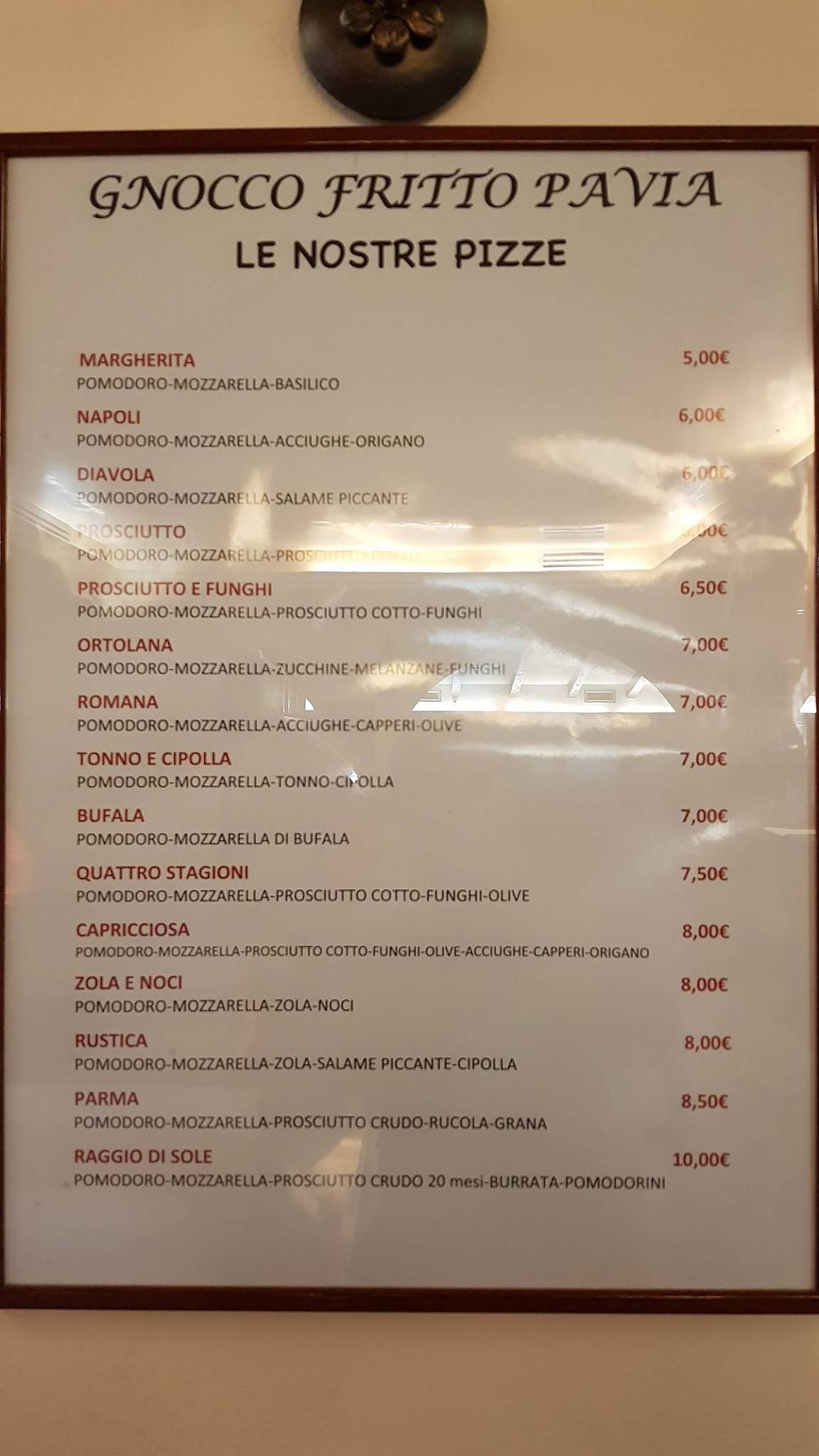 Menu di Gnocco Fritto Pavia 