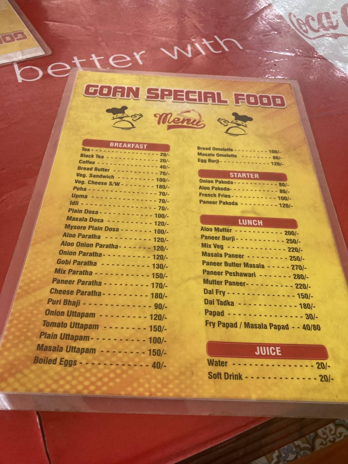 Goan Fish Thali menu
